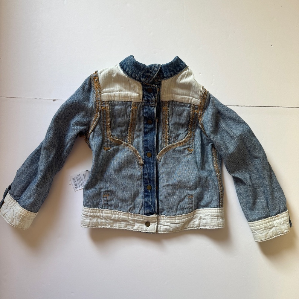 Crewcuts J.Crew Girls' Denim Jacket Medium Blue Wash Jean Coat Buttons Sz 3 - Picture 10 of 13